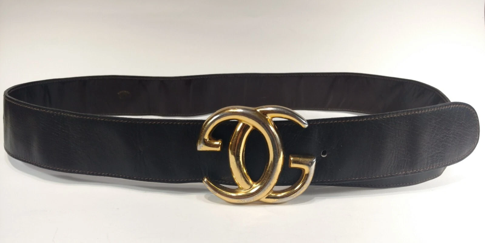 Ceinture femme vintage Gucci GG cuir marron taille 36