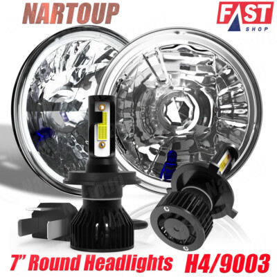 Chrome 7'' Inch Round LED Headlights HI-LO Pair For Chevy C10 Camaro Pickup Truck