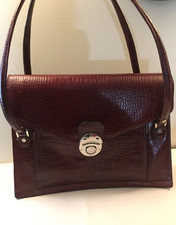 Women’s Large Red Vegan Croc Embossed Leather Tote Day Planner Shoulder Bag