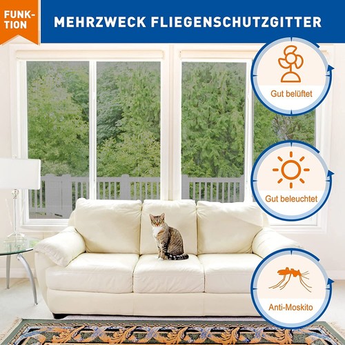 Fliegengitter Gaze Insektenschutz Fliegennetz Fiberglas Anti-Moskito 250*120CM - Bild 2 von 18
