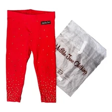 New Matilda Jane Light Me Up Red Gold Sparkle Star Leggings Size 12-18 Months