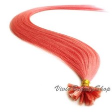 50 Pink Pre Glue Bond U Nail Tip Keratin Fusion Remy Human Hair Extensions 22"