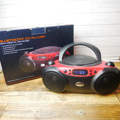 Blackweb BWA17AA003 Bluetooth Boombox Radio Black/Red Sounds Great!! 