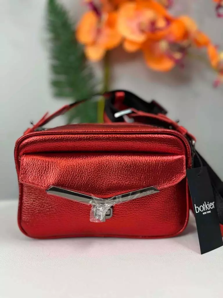NWT BOTKIER Valentina Metallic Red Sunset Mini Camera Crossbody Bag