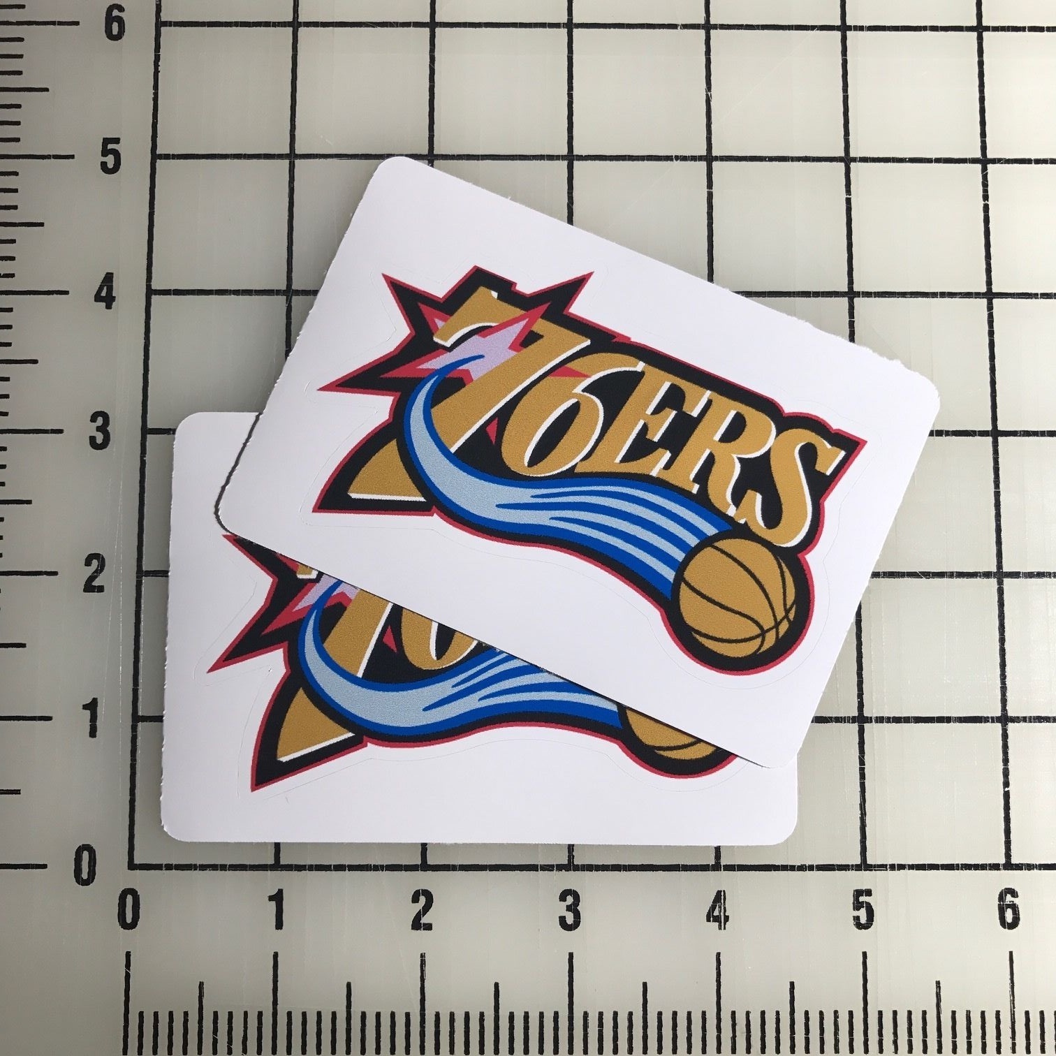 Philadelphia 76ers NBA 4" Wide Vinyl Decal Sticker - BOGO