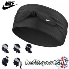 NIKE DRI HEADBAND BANDANA TIE WOMENS LADIES TRAINING SPORTS GYM SWEATBAND BLACK