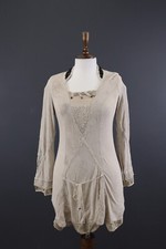 Elisa Cavaletti Sono Italiano Gray Luxury Mesh Lagenlook A-Line Dress Size XS