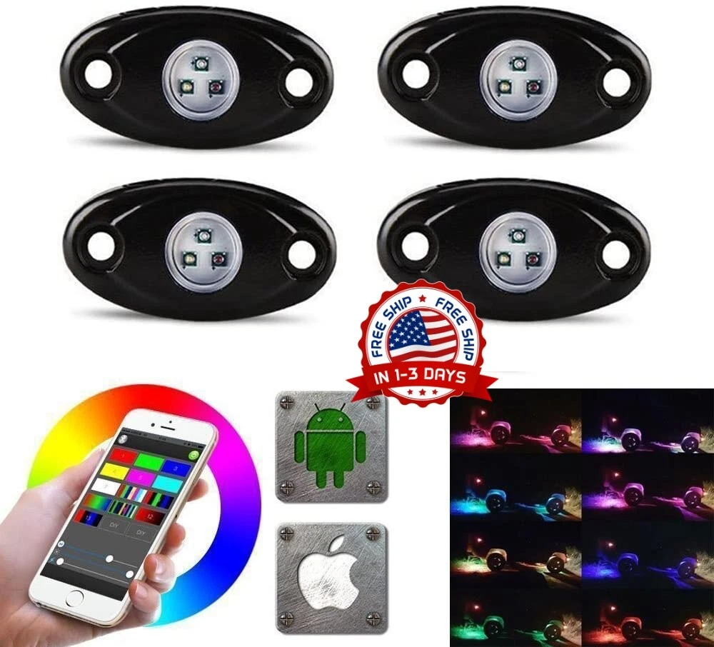 Luces Para Debajo Del Carro Camioneta + Control Remoto De Teléfono LED LUZ  4 set