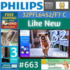 Philips 32" HD 720P Smart Roku Borderless LED TV 32PFL6452/F7C with Remote/Stand