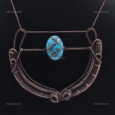 Arizona Turquoise Gemstone Chain Necklace Copper Jewelry For Girls 22.0''