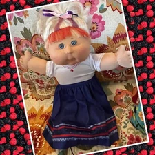 Cute Cabbage Patch Kids Girl Doll Play Along Blonde Hair Blue Grey Eye  Freckles
