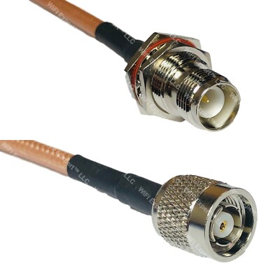RG400 RP-TNC FEMALE BULKHEAD to RP-TNC MALE Coaxial RF Cable USA-Ship Lot