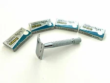 CLASSIC OLD FASHION VINTAGE SAFETY RAZOR + 20 PCS DOUBLE EDGE BLADES SET NEW