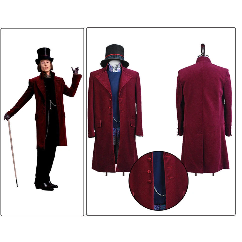 Cosplay Charlie and the Chocolate Factory Willy Wonka Johnny Depp Costume  Suit N