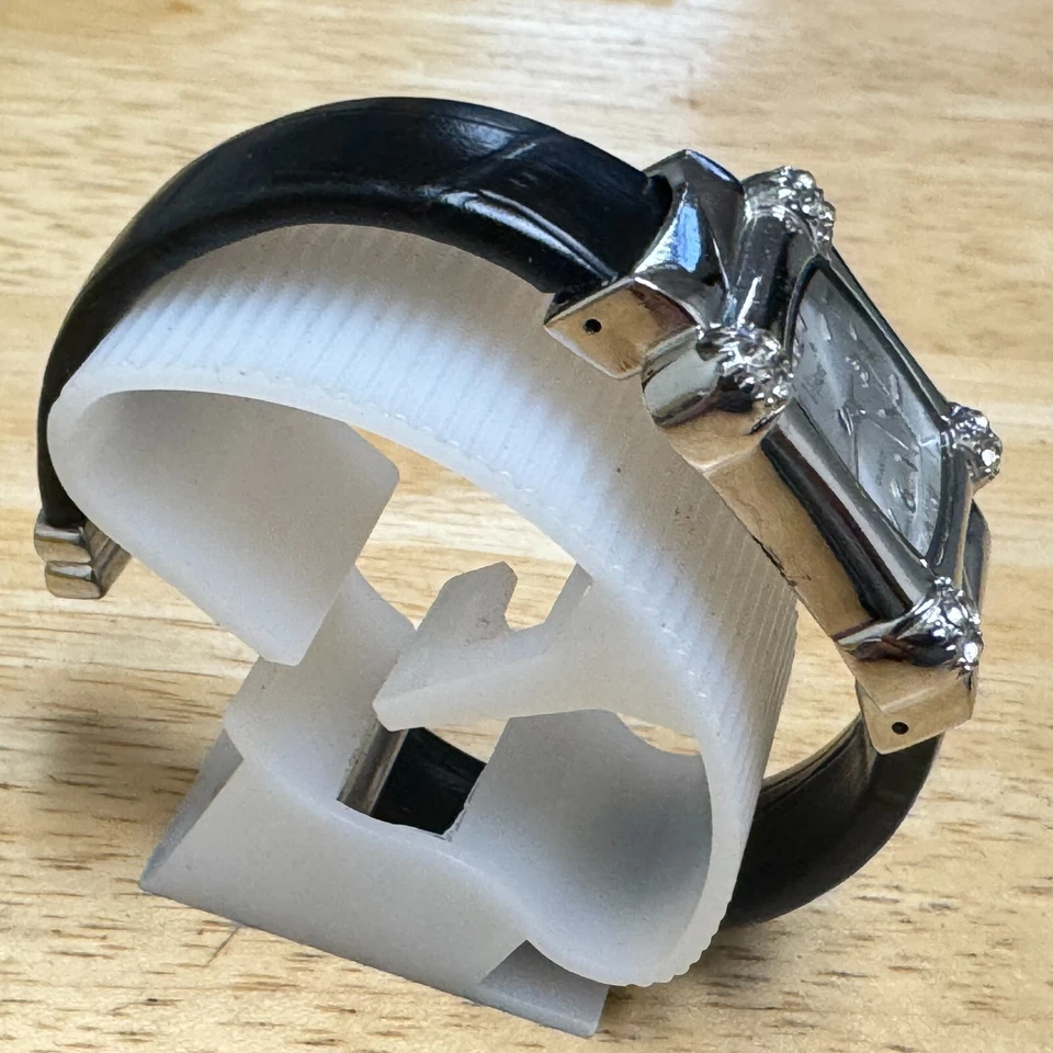 Vivani Quartz Watch Women Silver Square Rhinestone Cuff Bangle Japan New Battery - Image 3 of 4