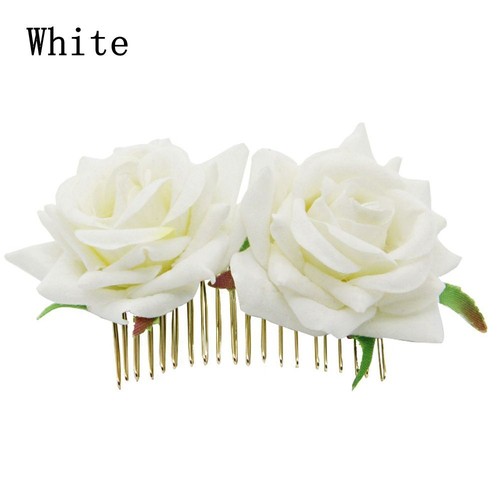 Flower Hair Comb Bridesmaid Hair Jewelry Wedding Accessories Red Rose Hairpin - Picture 12 of 13