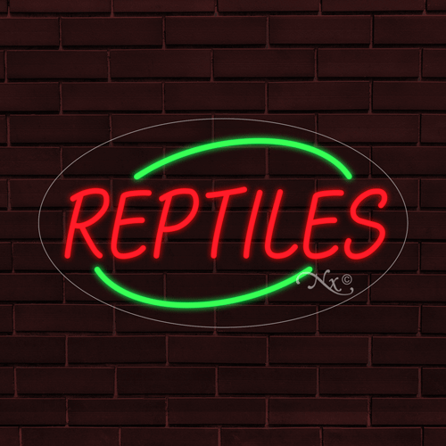 NEW "REPTILES" w/BORDER OVAL 28x16x1 INCH LED FLEX WINDOW/WALL INDOOR SIGN 34641 - Picture 1 of 1
