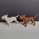 2 Papo Bull Terrier Dog Adult Female Brown White #1112 Figurine Toy 2012