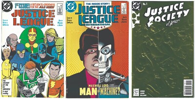 Justice League (1987 DC)#1, 12, JSA (2022) #1 1st Maxwell Lord, Foil Variant Lot
