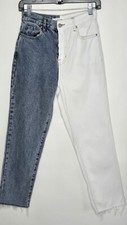 PacSun Eco White Two-Tone High Waisted Straight Leg Jeans- Size 25
