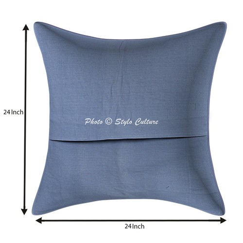 Ethnic Cushion Cover 60x60 cm Patchwork Cotton 24x24 Abstract Throw Pillow Cover - Picture 3 of 3