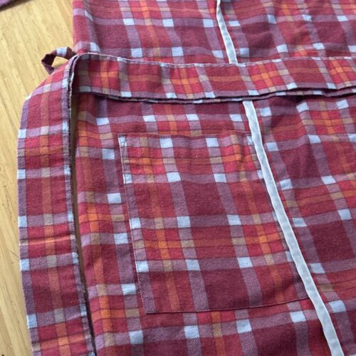 Vintage Kmart Bath Robe Mens Large Red Plaid Flannel Lightweight Belted Pockets - Picture 6 of 8