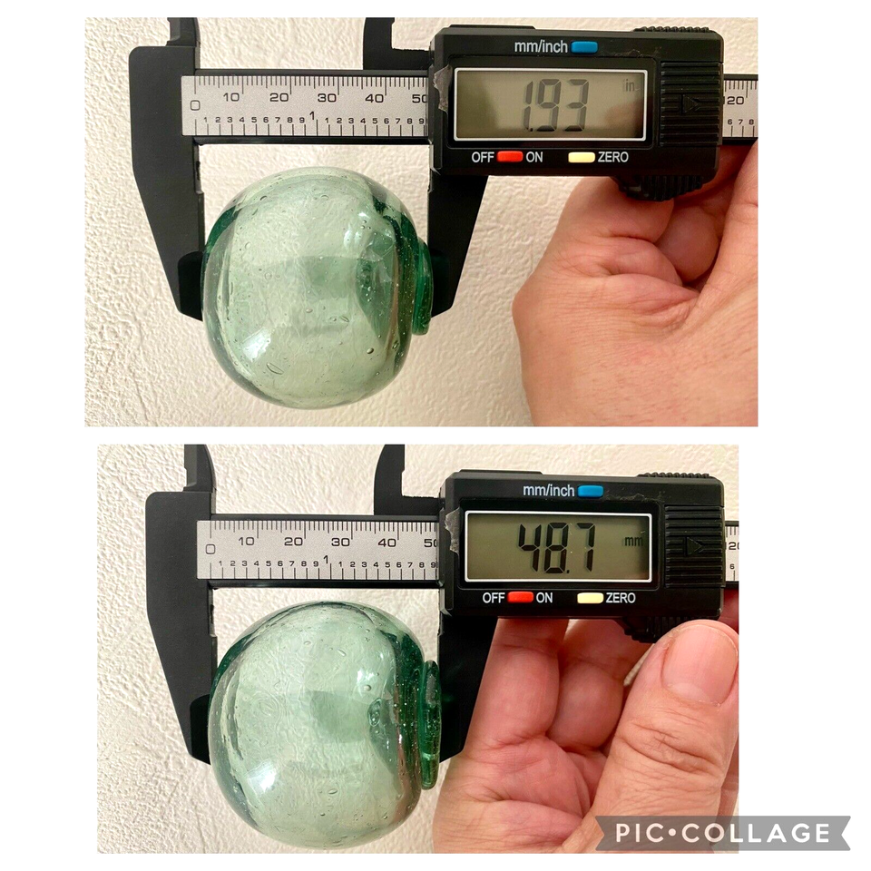 Japanese Antique Glass Fishing Floats, Rare Marked, (1.93") Set 7, 1868