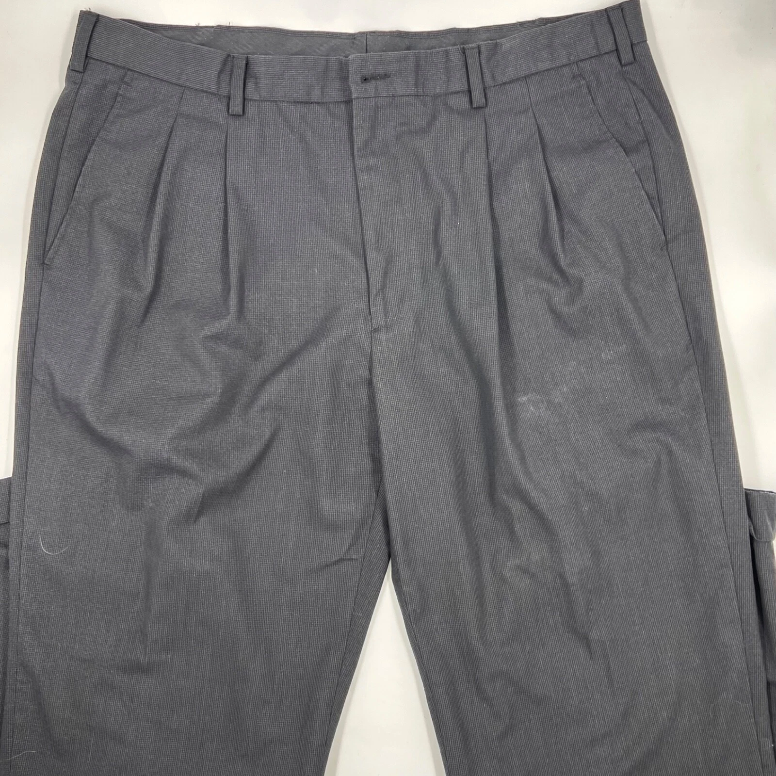 VANS Pantaloni abiti da uomo neri Van Heu taglia 40 a scacchi pieghe rilassati dritti