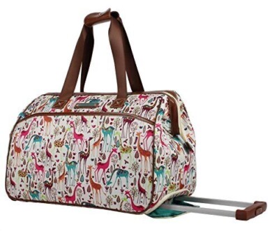 Lily Bloom 22 Inch Designer Carry On Satchel Wheeled Duffel Bag Giraffe  Park