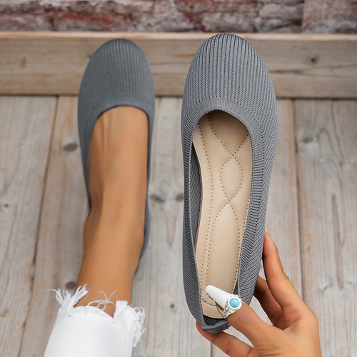 Women's Ballet Flat Dressy Casual Knit Shoes Slip On Round Toe Women Mesh Flats - Picture 30 of 30