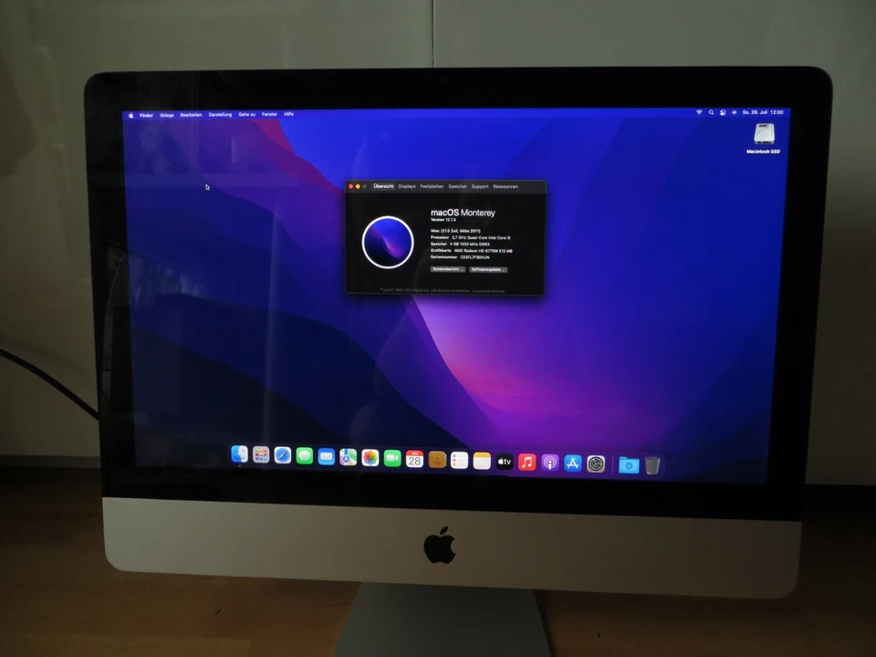 Apple iMac Mitte 2011 21,5-Zoll A1311 (EMC 2428) Core i5 8GB RAM 120GB SSD