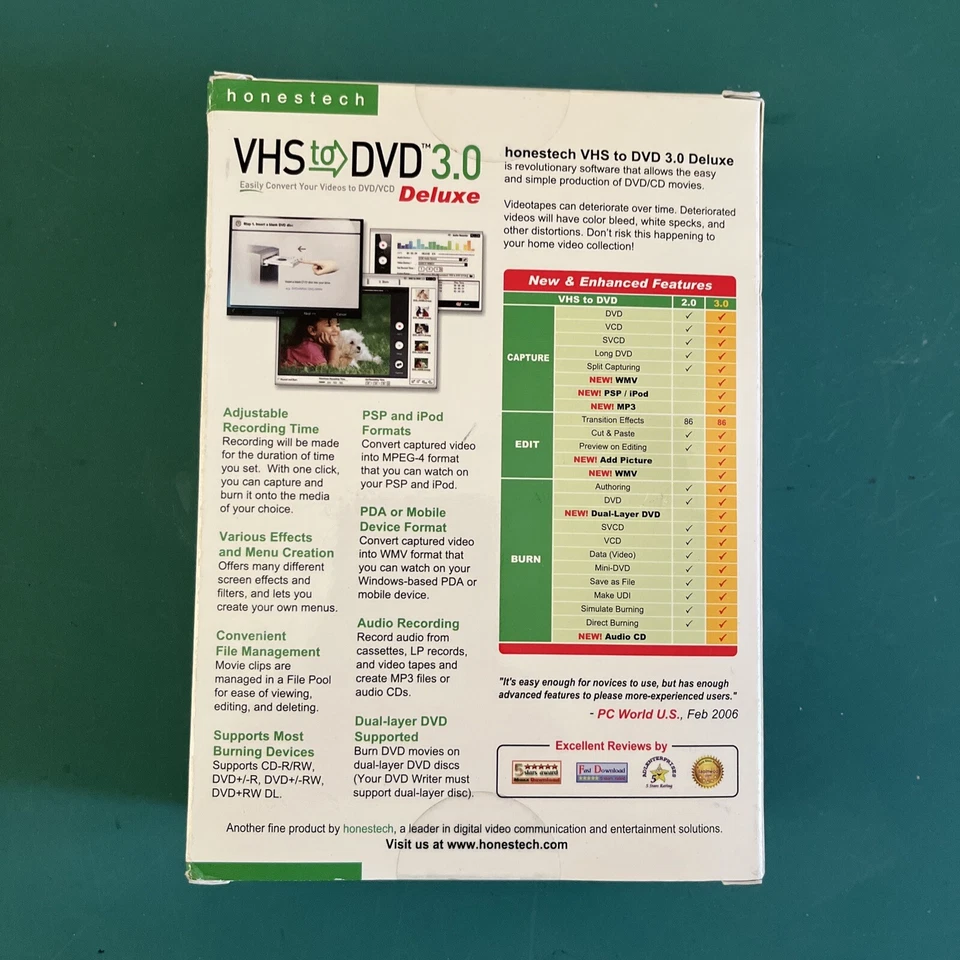 VHS to DVD Converter 3.0 Deluxe Software Package. Honestech. Windows. NEW/SEALED - Image 3 of 4