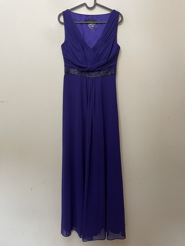 Coast purple Full Length Dress Prom Formal beaded chiffon empire v-neck Size 8 - Picture 2 of 11