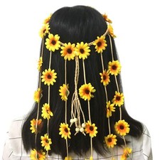 1pcs Adjustable Bohemia Flower Headband Daisy Sunflower Hair Wreath Festival Hai