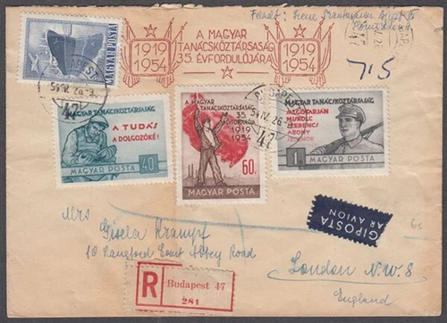 HUNGARY 1954 35TH ANNIV PROCLAMATION SET (x3) ON FDC (ID:363/D64948)