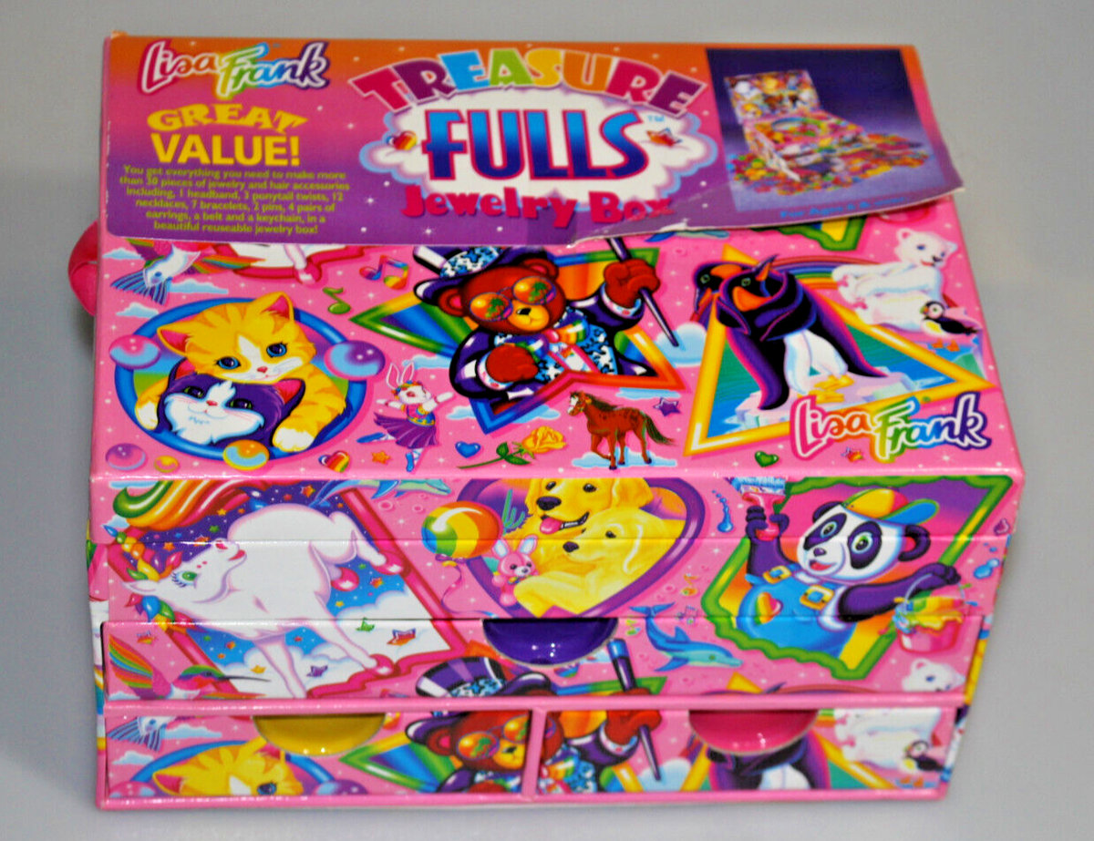 Vintage LISA FRANK Treasure Fulls Jewelry Box Organizer Beads
