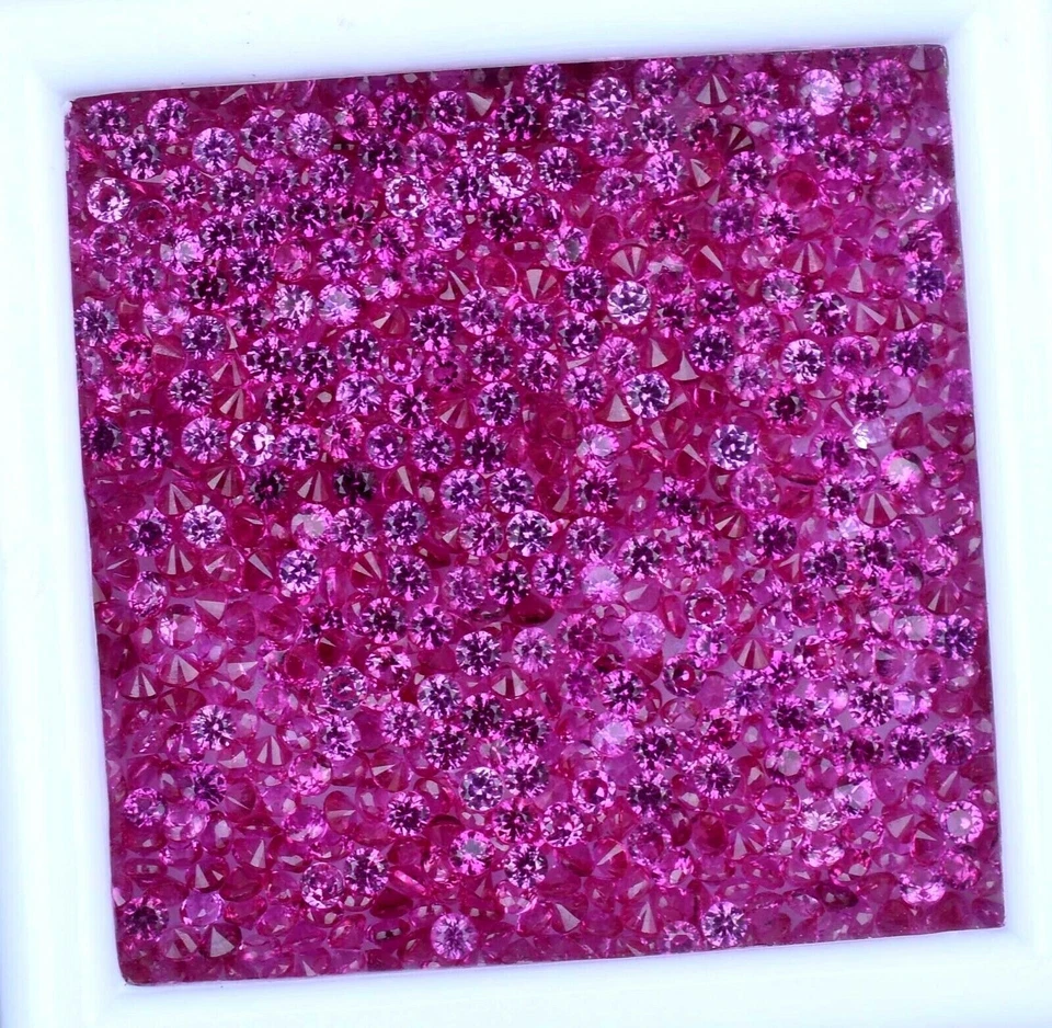 Rubí rosa birmano natural sin tratar 581 piezas piedra preciosa tratada redonda certificada Foto 2 de 4