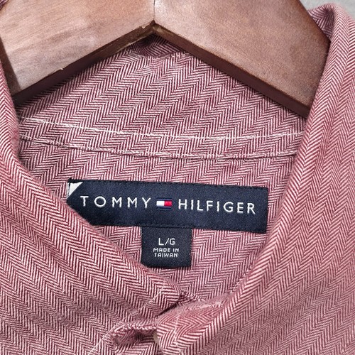 Tommy Hilfiger Men's Red Long Sleeve Button Up Shirt Size Large - Picture 2 of 6