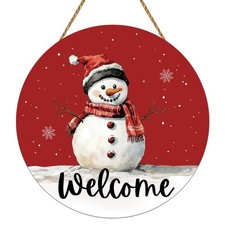 Christmas Door Decoration Wooden Hanging Sign for Front Door Home Porch Wall