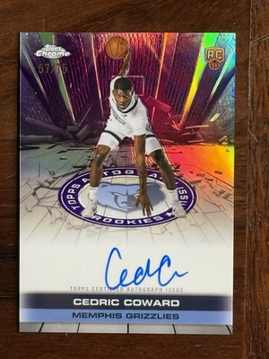 #ad 2025 26 Topps Chrome Cedric Coward Auto Rookies Purple Refractor 75 GRIZZLIES $220.00