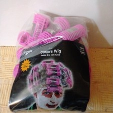 Halloween starsza pani siwe włosy w różowych lokówkach peruka kot dama kostium cosplay GUC