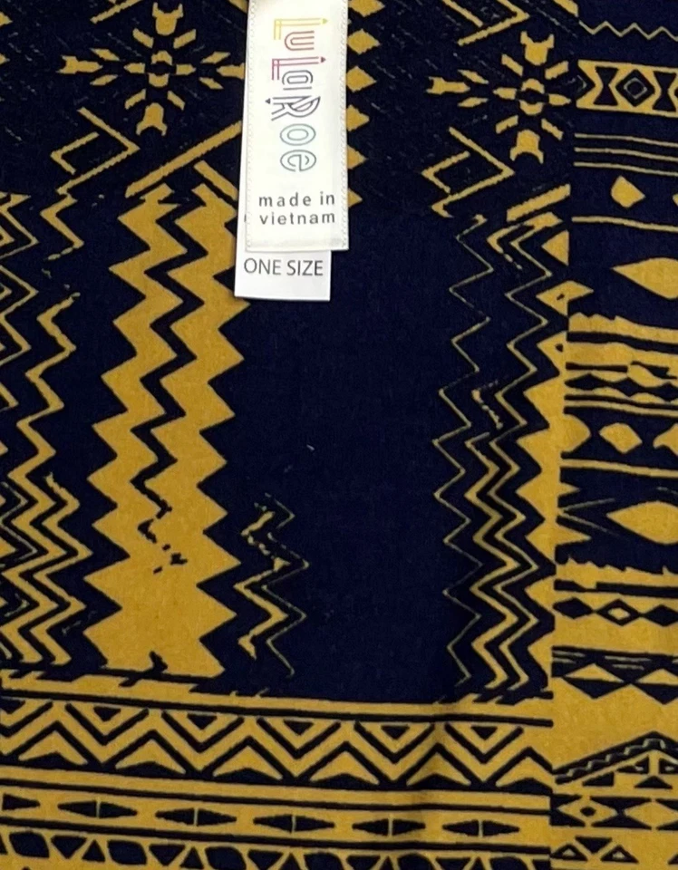 NEW LuLaRoe OS Leggings BLUE YELLOW Chevron AZTEC Southwest COLORFUL - Image 3 of 4