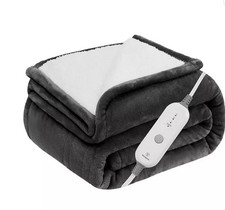 Westinghouse Heated Flannel and Sherpa Throw, 50" X 60"-Gray T4104235