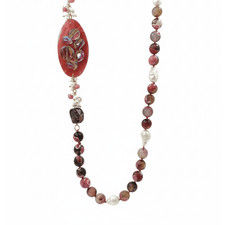 Collana "Bouganville" con Agata Fucsia e Perle Scaramazze
