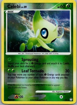 Celebi 7/123 Holo Rare Mysterious Treasures Pokemon Reverse Holo Lightly Played
