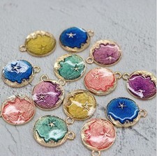 10Pcs/Set DIY Star Moon Enamel Pendant Findings Craft Charms Jewelry Making