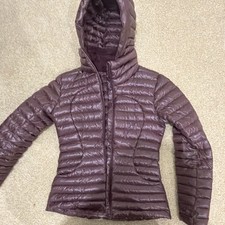 Women  s Purple Hooded Full Zip Down Puffer Jacket Nylon Short Sz S
