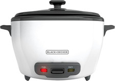 Rice Cooker 6-Cup (Cooked) with Steaming Basket, Removable Non-Stick Bowl, White