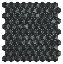 Willow Hexagon Bathroom Kitchen Splashback Matt Black Mosaic Tile - 307x317mm