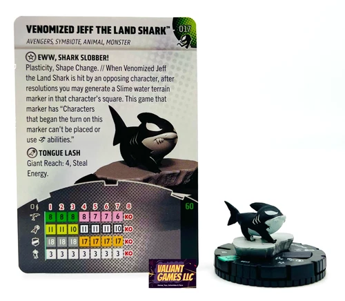 Marvel Heroclix Venomized Jeff the Landshark #017 w/ Card Venom Set